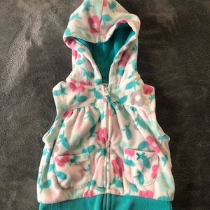 Floral Fleece Hooded Vest